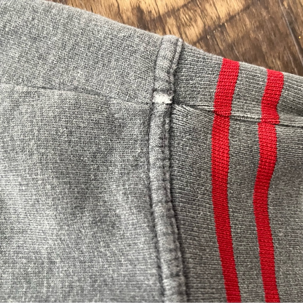 Vintage FUBU red gray rugby pullover crewneck Spellout sweatshirt 2XL hip hop - Picture 5 of 12